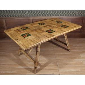 Rattan And Ceramic Dining Table From Audoux Minnet