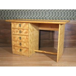 Bamboo, Rattan And Brass Desk By Dal Vera, Italy, 1960s