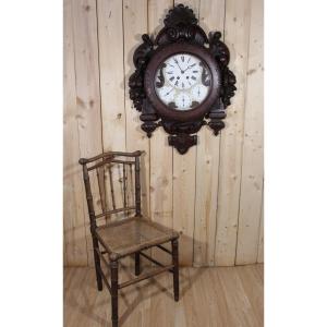 Large Carved Wooden Clock Signed By Paul Mazaroz