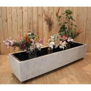Large 1960s Knoll Style Marble And Brushed Steel Planter