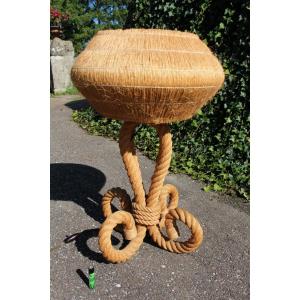 Large Rope And Raffia Lamp By Audoux Minnet 