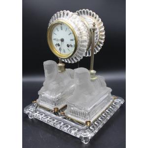 19th Century Saint Louis Crystal Pendulum With Sphinxes