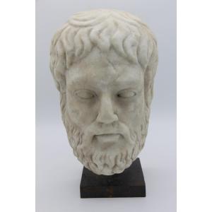 Carrara Marble Head In Antique Style 