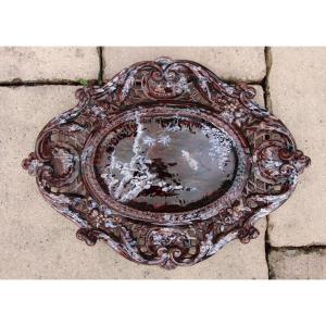 Large Earthenware Platter From Saint-clément And Emile Gallé 