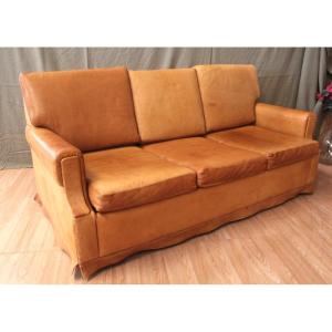 Havana Leather Sofa 70's Club Style