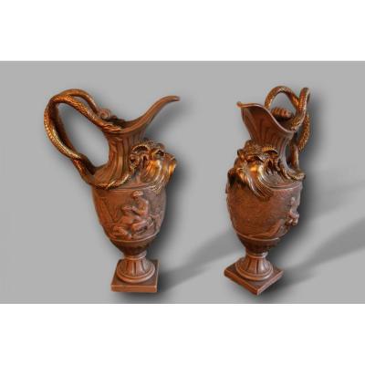 Pair Of Antique Stuccoed Aiguieres