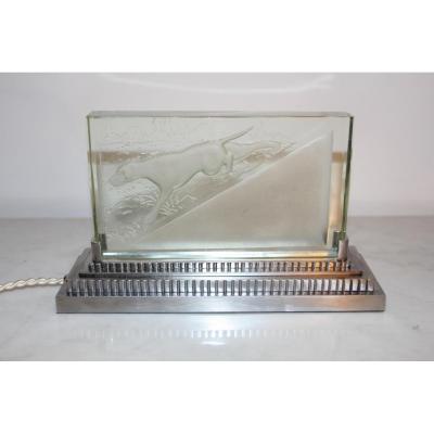 Glass Lamp And Iron Forge Muller Lunéville