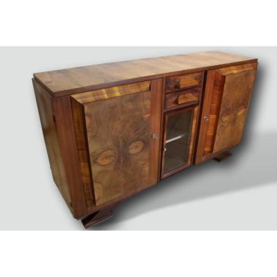 Sideboard Year 50 In Burl Walnut, Stamped