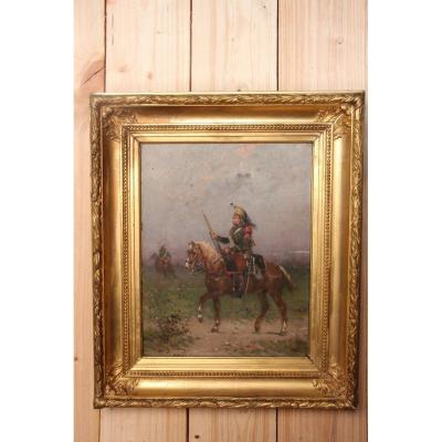 Oil On Canvas By Gustave Oudry "the Dragon On Horseback"