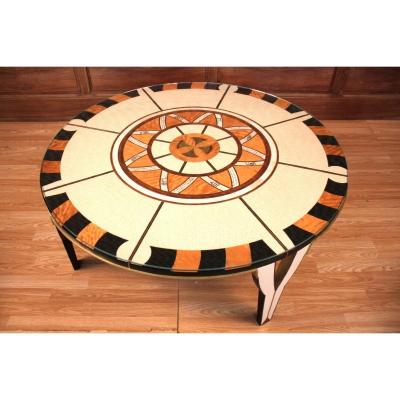 Circular Coffee Table In The Style Of Carlo Bugatti