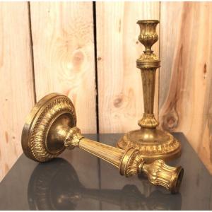 Pair Of Candlesticks Early Nineteenth After Feuchère Model Exhibited At The Chateau Of Fontainebleau