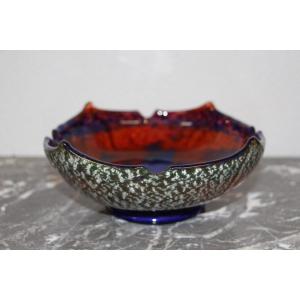 Bowl Signed Muller Frères With Inclusion Of Silver Leaf