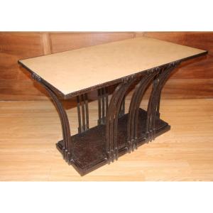 Art Deco Wrought Iron Coffee Table Or Console Attributed To Edgar Brandt