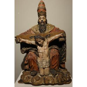 Trinity In Carved Wood In The Round, Germany, Circa 1550