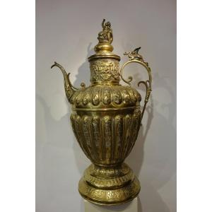 Very Large Neo-renaissance Brass Ewer, 1880