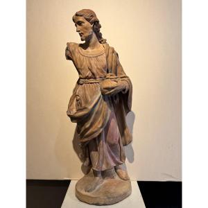 Original Terracotta "christ Blessing", France, 18th Century.
