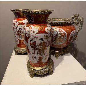 Set Of Three Japanese Porcelain Pieces, Meiji Period 1852-1912