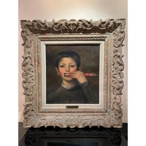 'a Young Musician Playing A Flute", Abel Faivre, Circa 1900