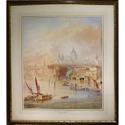 Large Watercolor, Saint-paul Cathedral, F.lloyds, 1878