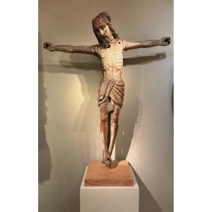Large Christ In Oak Wood, Burgundy, 15th C.