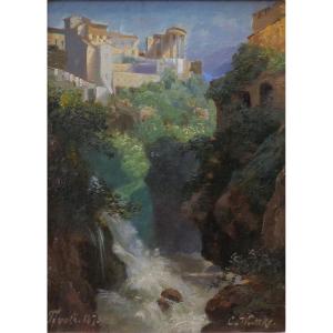View Of Tivoli, Carl Wuttke, Oil On Canvas