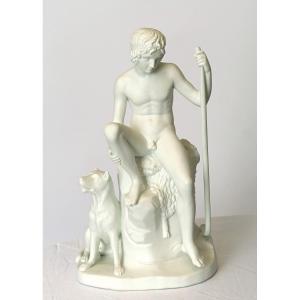  Young Shepherd, After Bertel Thorvaldsen, Biscuit Porcelain, Late 19th Century.