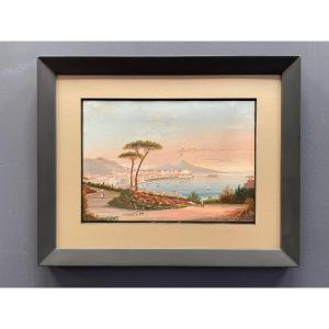 View Of Naples, Mid-19th Century, Gouache On Paper 