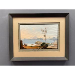 View Of The Bay Of Naples From A Hilltop, Mid-19th Century, Gouache