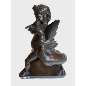 Hercules And The Goose, 19th-century Bronze, Barbedienne Foundry