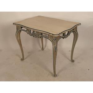 18th-century Rococo Table, Painted And Carved Wood, Saxony, Germany
