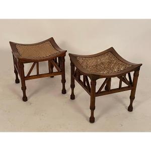 Pair Of Thebes Stools By Adolf Loos, Circa 1905