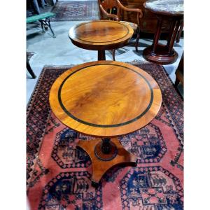 Pair Of English-style Pedestal Tables In Light Mahogany. Late 19th Century, Circa 1880