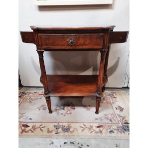 Small Louis XVI Walnut Console, Curved, Early 19th Century.