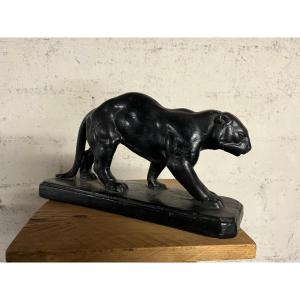 Art Deco Black Panther Sculpture