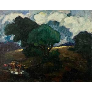 Old Master Painting - Post-impressionist Landscape