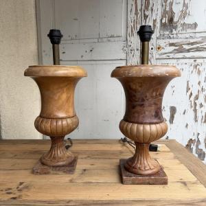 Pair Of Alabaster Lamps