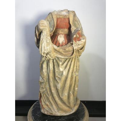 Carved Stone Representing A Religious Or A Dignitary