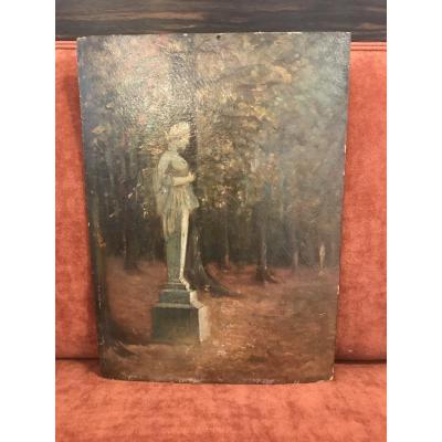 Statue In The Park / Painting XIX Eme