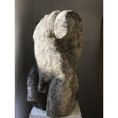 Imposing Stone Sculpture In The Antique Representing 2 Men