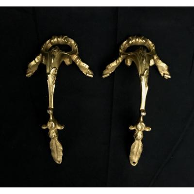 Pair Of Gilt Bronze Decorations For Vase Or Cup
