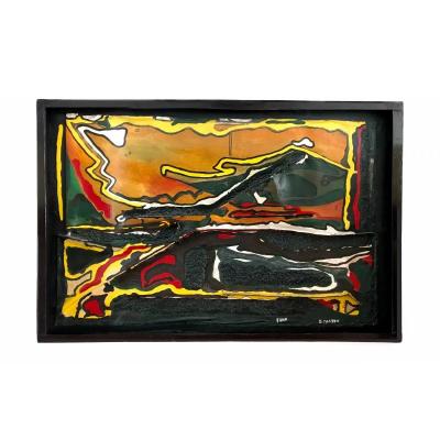 Very Large Mixed Technique Painting By Marson Year 89