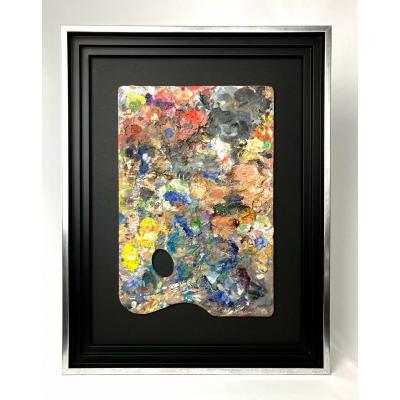 Table Presenting A Painter's Palette In An American Crate