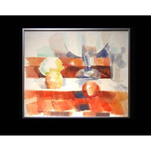 Abstract Painting By Painter Daniel Ravel       (1915-2002)