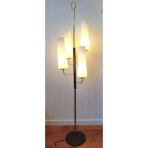 Brass And Metal Floor Lamp With 4 Lights, 1950s