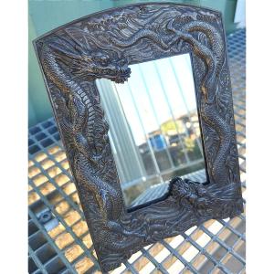 Silver-plated Bronze Table Mirror, Late 19th Century