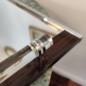 Art-deco Tray In Macassar Ebony With Glass Handles