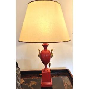 Empire-style Table Lamp In Lacquered Sheet Metal And Bronze