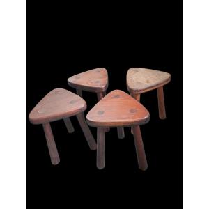 Set Of 4 Brutalist Stools 1960