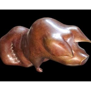 Bronze Sow By Claude Lhoste 