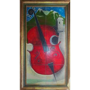 Ceramic Painting Signed Gilbert Valentin